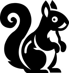 Squirrel Icon.simple flat squirrel icon silhouette vector.this is forest wild animal running standing and jumping vector squirrel.Vector squirrel silhouette view side for retro logo.