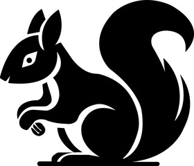 Squirrel Icon.simple flat squirrel icon silhouette vector.this is forest wild animal running standing and jumping vector squirrel.Vector squirrel silhouette view side for retro logo.