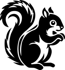 Squirrel Icon.simple flat squirrel icon silhouette vector.this is forest wild animal running standing and jumping vector squirrel.Vector squirrel silhouette view side for retro logo.