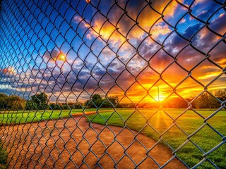 Deserted Baseball Diamond Sunset - Peaceful Autumn Off-Season Scene