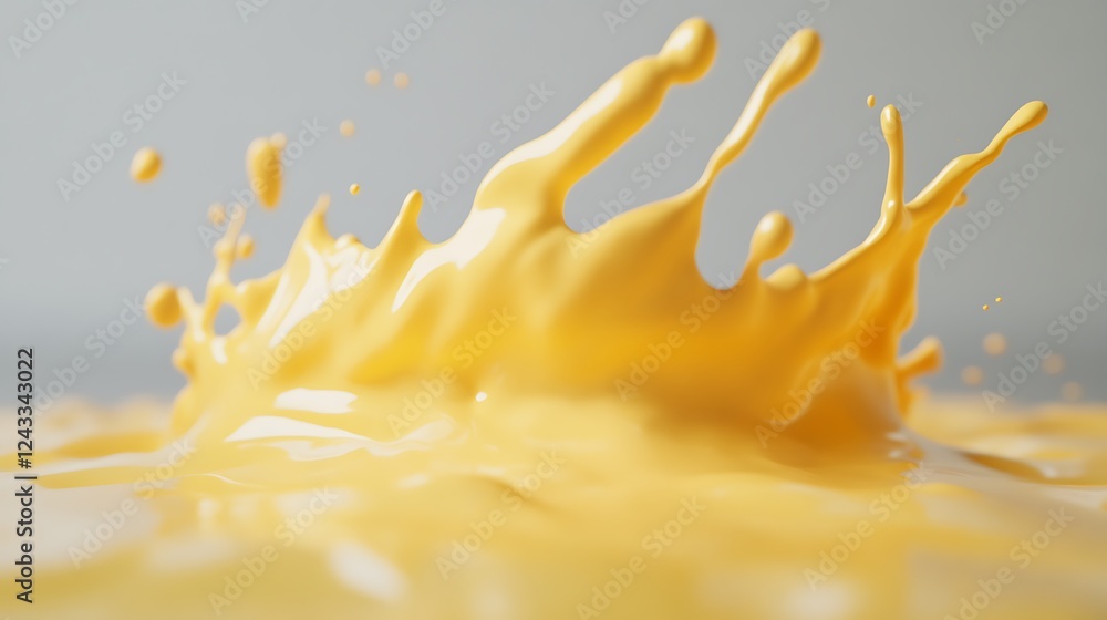 Poster yellow liquid splashing dynamically abstract art