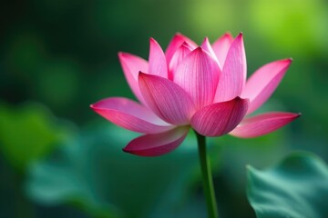 Obraz premium A single water droplet clinging to the stem of a lotus flower, petal, clear