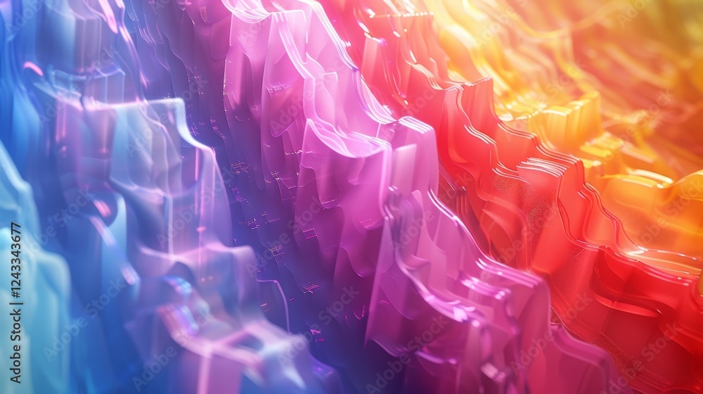 Poster vibrant iridescent gradient waves create an abstract background with stunning depth and color variat