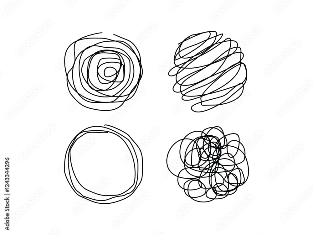 Poster round shapes scribble symbol design vector illustration on transparent background
