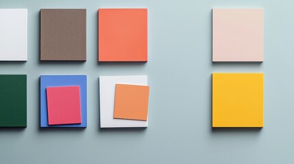 Fototapeta premium Colorful Square Texture Palette on Light Grey Background