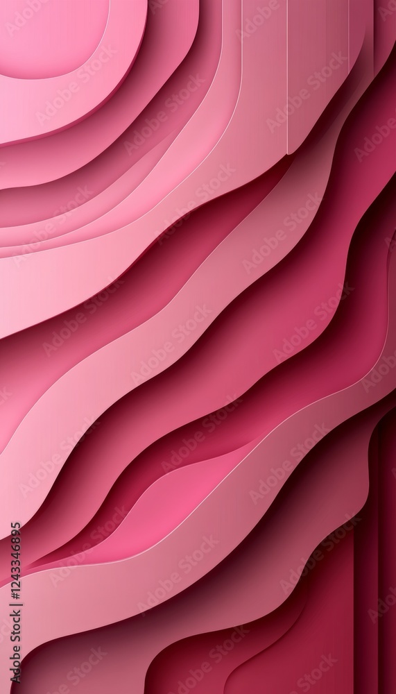Poster soft blush 3d low profile wave texture pattern, elegant monochromatic abstract background design