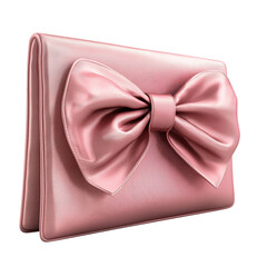 Obraz premium Elegant Pink Clutch Purse with Bow Detail Design Isolated on transparent background
