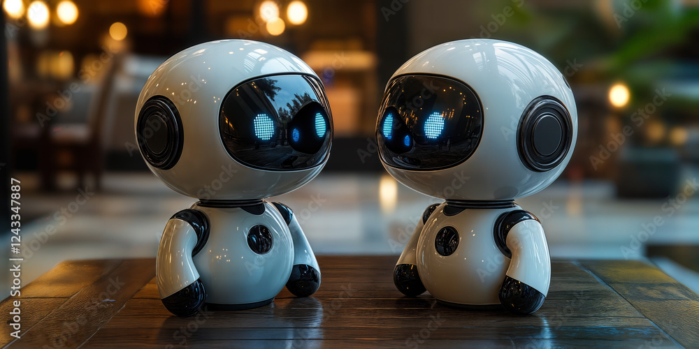 Poster voice-activated companion robots offering engaging conversation and user interaction