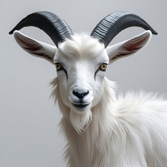 Fototapeta premium A beautiful and the white color goat on the white background 