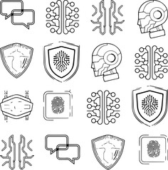 cyberpunk style icons and technology icon