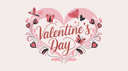 Happy Valentines day text Lettering heart shape
