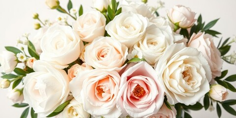 Fototapeta premium Stunning White Rose and Peony Floral Arrangement, funeral flowers, elegant floral decor
