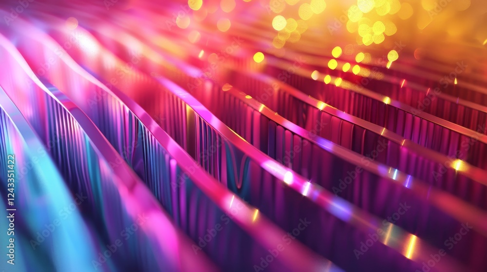 Poster dynamic iridescent gradient patterns create an engaging abstract backdrop in vibrant hues