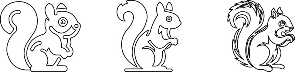 Squirrel Icon set.simple flat squirrel icon silhouette vector.this is forest wild animal running standing and jumping vector squirrel.Vector squirrel silhouette view side for retro logo.