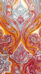 Vibrant paisley pattern featuring rich colors and intricate designs ideal for textiles or wallpaper.