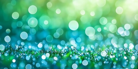 Fototapeta premium Vibrant Green Grass with Bokeh Effect, Natural Lighting, Panoramic View, High Resolution