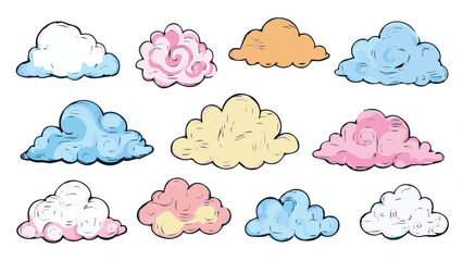 vector illustration of a set of colorful clouds