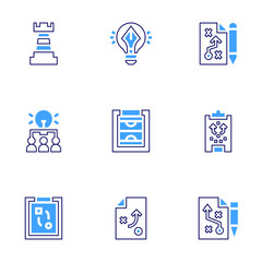 Strategy icon set. Bold line style. Duotone colors. Editable stroke. creative, strategy, brainstorm