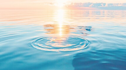 Water background texture. Sea surface in sunset light. Breezy wavy seawater. Sea water texture. Teal blue ocean view. Fresh water of lake. Relaxing natural photo wallpaper. Still water surface