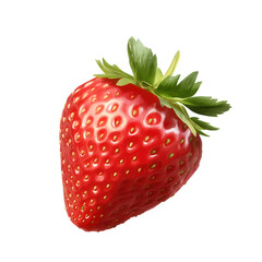 Glossy Strawberry on Transparent Background, vibrant red color, smooth texture, perfect for digital designs and culinary presentations