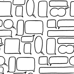 Obraz premium Doodle Speech Bubble Crayon Seamless Pattern. Talk Chat Balloon Background. Vector Wallpaper
