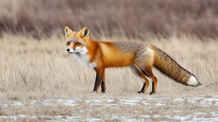 Obraz premium A fox exploring an open field