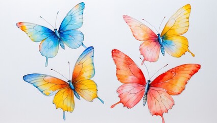 Colorful watercolor butterflies showcase delicate artistry in bright hues and graceful designs