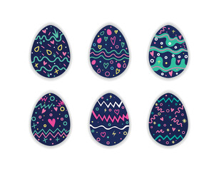 Dark Neon Doodle Easter Eggs