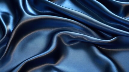 Fototapeta premium Draped deep blue satin fabric texture