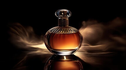 A captivating image of a perfume bottle surrounded by ethereal smoke, creating an enchanting and mysterious atmosphere.
