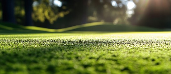 Naklejka premium Serene Green Grass Field in Sunlight