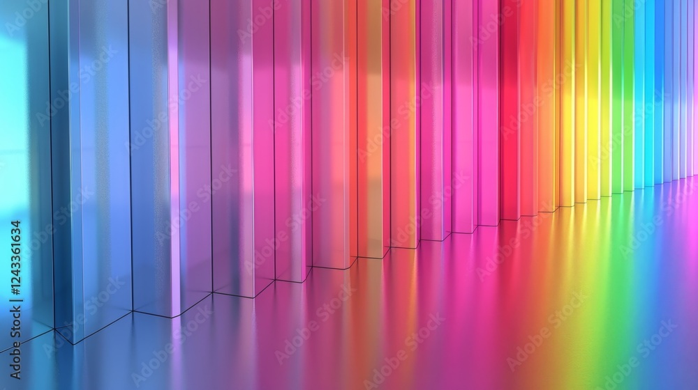 Poster gradient abstract design showcasing iridescent colors in a smooth flowing pattern with reflections o