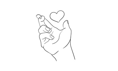 Human arm holding heart line continuous drawn. Hand hold heart in line style. Charity, help, humanity, orphanhood. Vector illustration isolated on white