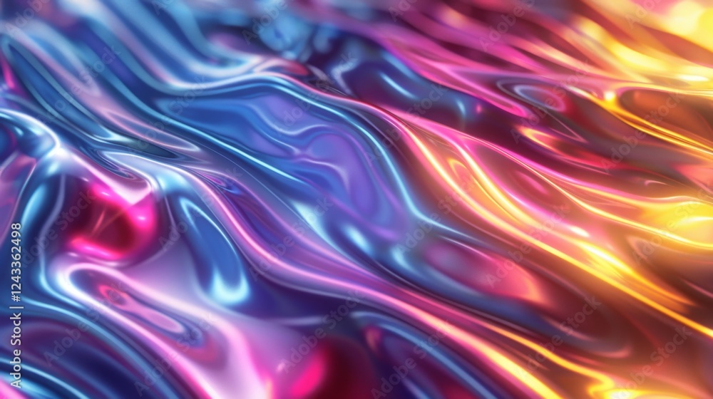 Poster vibrant iridescent gradient creating mesmerizing abstract background that flows with colorful waves 
