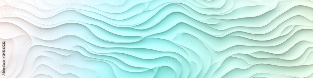 Poster seamless pale green to light celery gradient, 3d low profile style, delicate wave pattern background