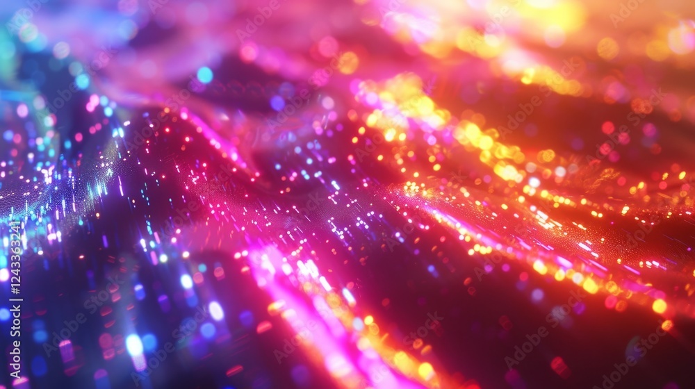 Poster dynamic gradient abstract background showcasing iridescent colors and glowing light patterns in a fl
