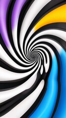Abstract Spiral Vortex Illusion - Hypnotic spiral, swirling colors, optical illusion, depth perception, dynamic energy. Symbolizing movement, transformation, infinity, perception
