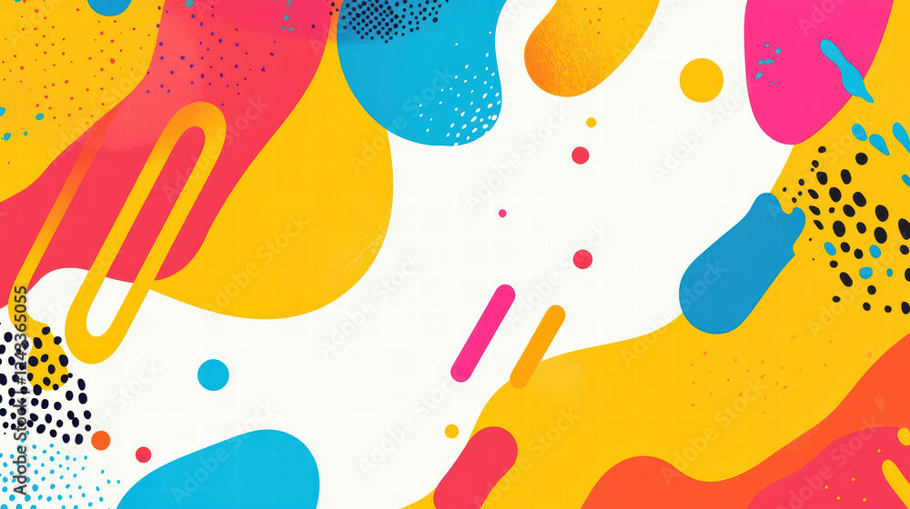 Poster bright and colorful abstract representation of joy with vibrant shapes and patterns. this lively des