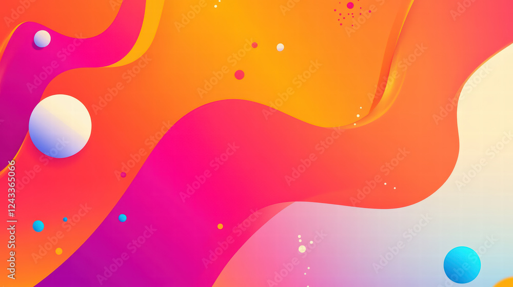 Poster vibrant and colorful abstract design featuring flowing shapes and circles, evoking sense of joy and 
