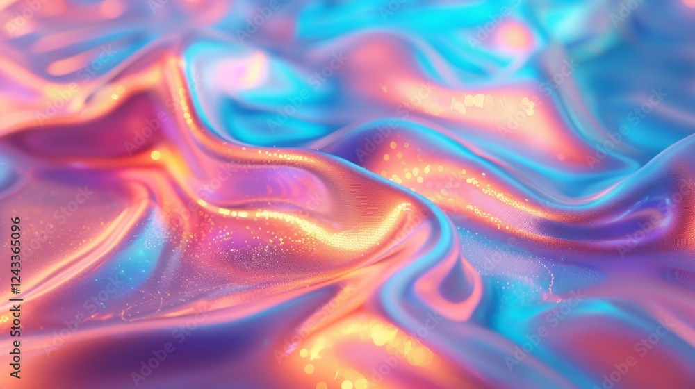 Poster iridescent gradient fabric creates a mesmerizing abstract background with vibrant colors and smooth 