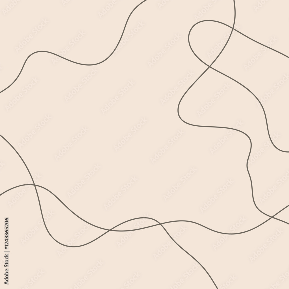 Aufkleber abstract beige modern background with wavy chaotic dynamic lines, hand-drawn vector. an element for 