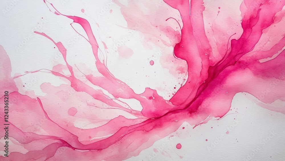 Poster abstract watercolor splash features vibrant pink hues and fluid lines creating a dynamic artistic co