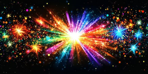 Fototapeta premium Colorful Fireworks Explosion Celebration Night Display