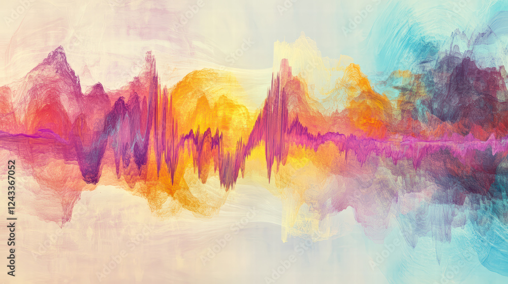 Aufkleber colorful abstract representation of sound waves, showcasing vibrant hues and dynamic patterns. this 