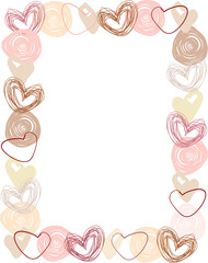 Cute abstract frame in modern style on transparent background.Digital illustration is perfect for creating cards, invitations for Valentine's Day, Wedding, Birthday, Mother's Day.