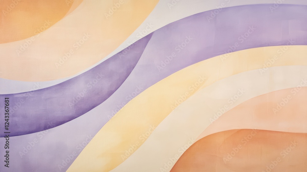 Aufkleber soft pastel lavender and amber arcs blend to create a calming abstract design perfect for interior d