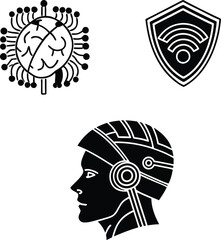 cyberpunk style icons and technology icon