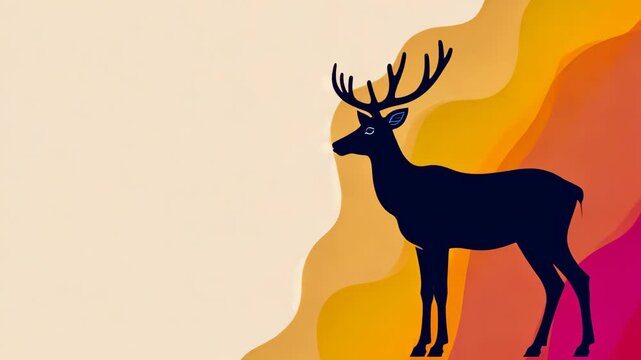 Vibrant Multicolored Reindeer Design with Warm Tones and Abstract Background Perfect for Holiday Themes