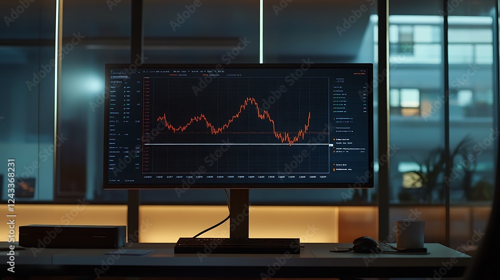 Poster stock market data displayed on computer screen