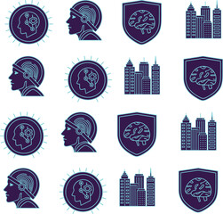 cyberpunk style icons and technology icon